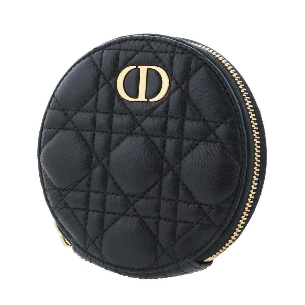 Dior Chain Bag Round A Messenger Black Clutch CARO Shoulder